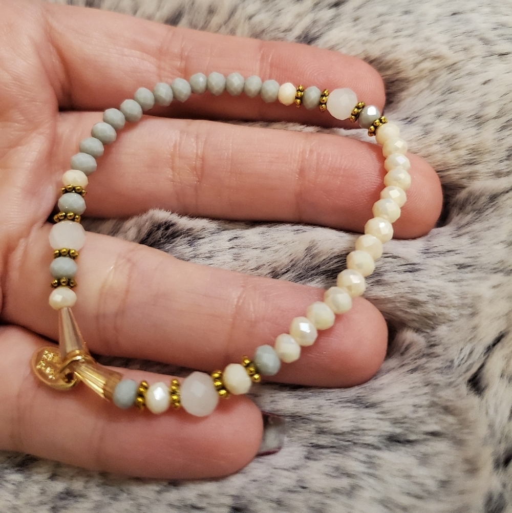 New Hand Made Glass Bead & Stone Bracelet - Picture 4 of 9